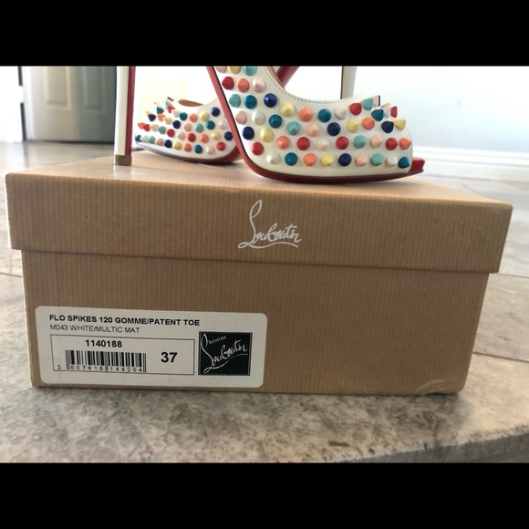 Louboutin size 37 multi colored spiked heels - Picture 2 of 6